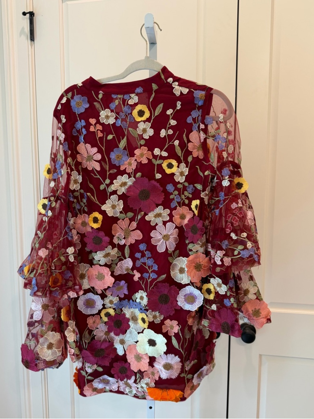 Buddy Love Gayle Wide Sleeve Mini Dress Applique Embroidered Flowers Solstice S - Picture 10 of 10